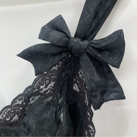 Victoria’s Secret Vintage Gold Tag Lace Bows Black Bodysuit Teddy Size Medium - Picture 6 of 12